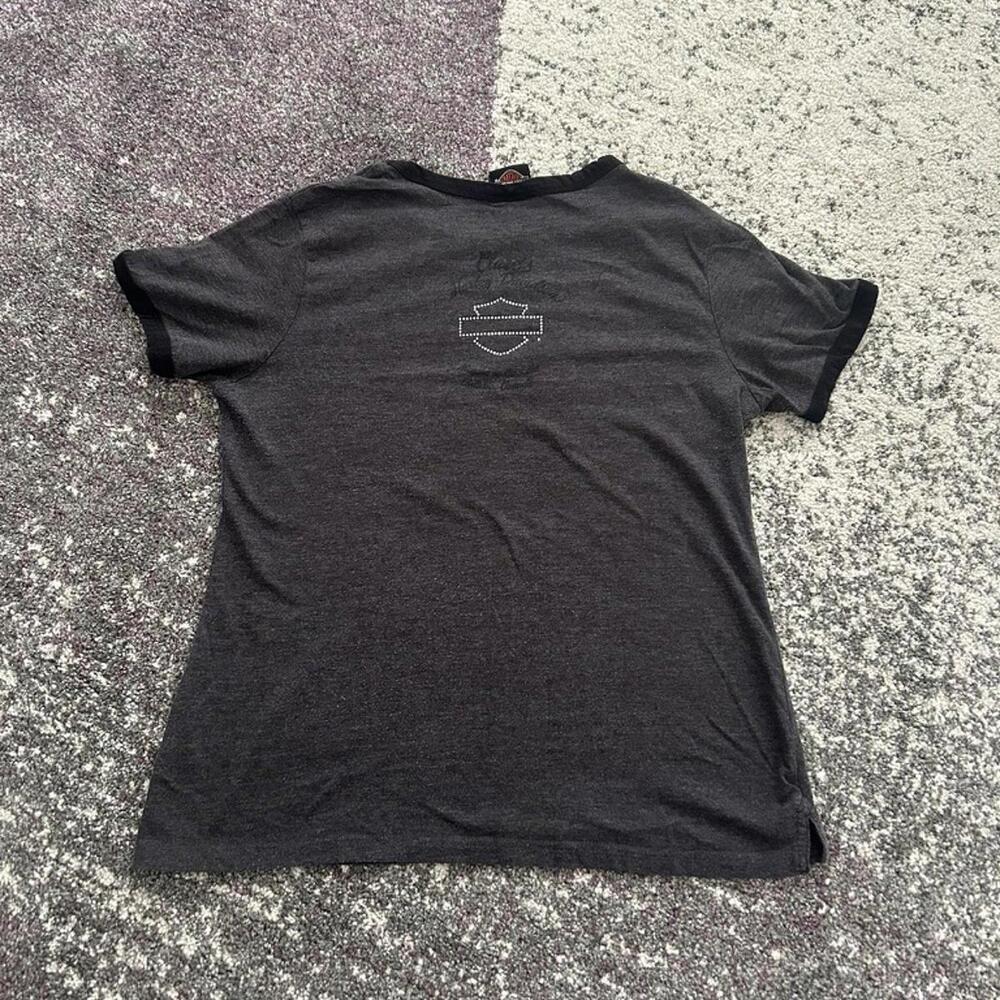 Women's Harley-Davidson Charcoal Tee with Rhinestone Logo - Picture 4 of 5